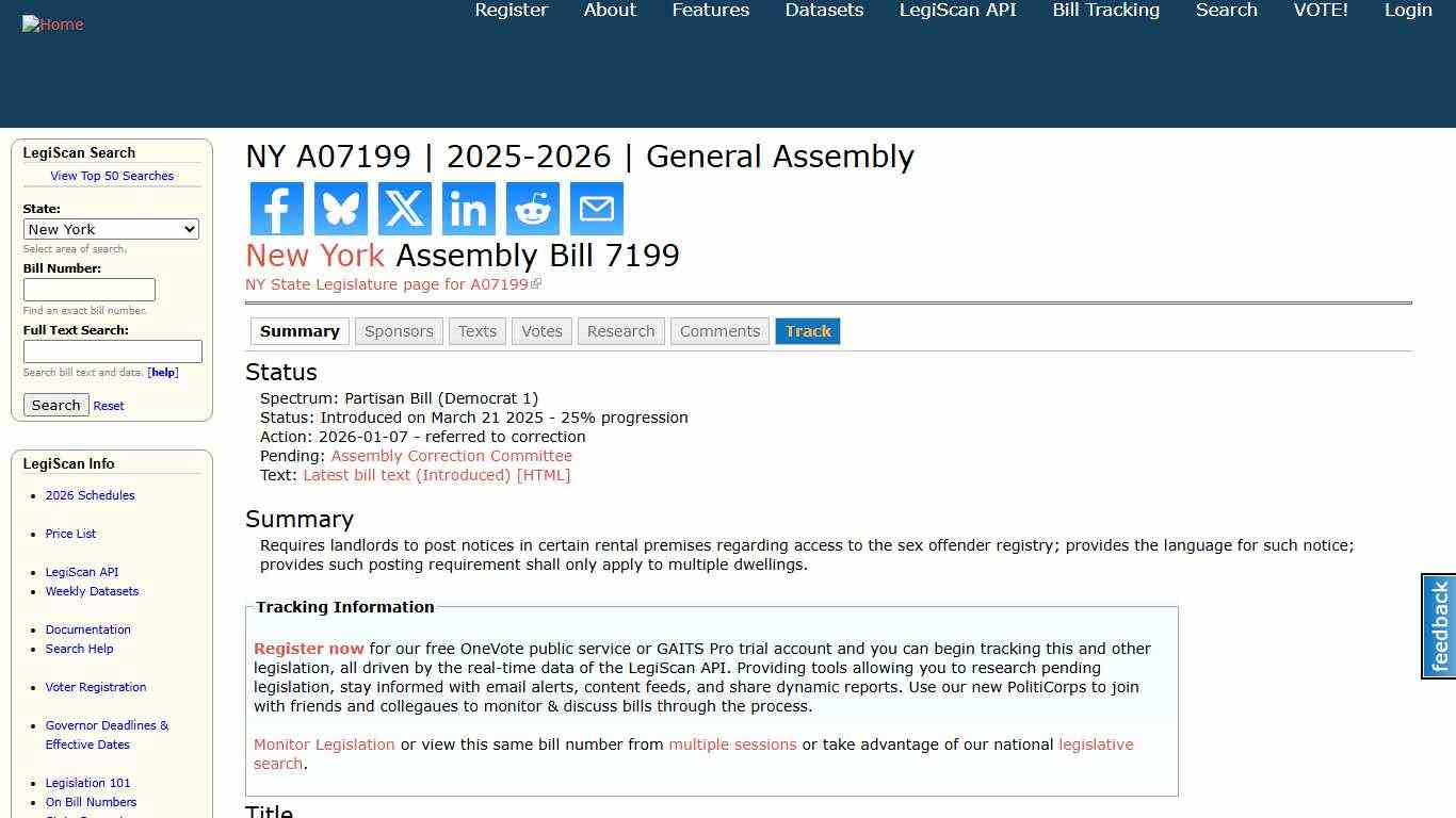 NY A07199 2025-2026 General Assembly LegiScan